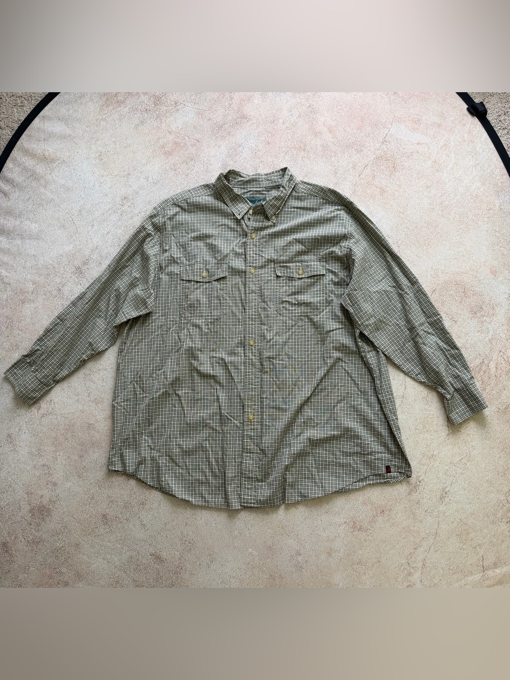 Woolrich Men's Olive Green Plaid Button-Down Shirt